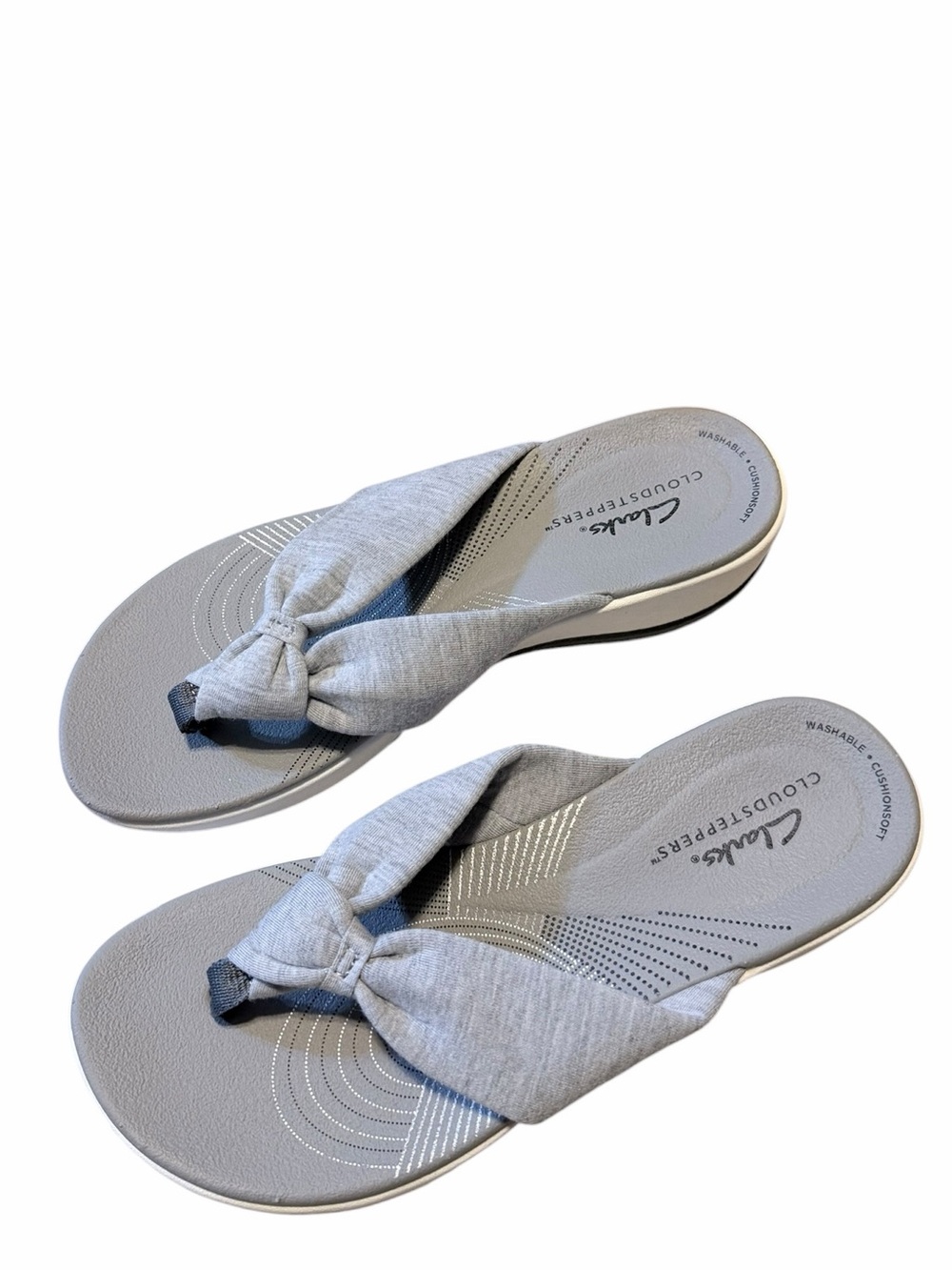 🌼🌟NIB Clarks Cloudsteppers Gray Knotted Thong Sandals - Picture 6 of 12